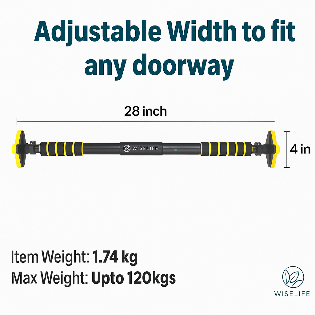 Pull Up Bar Doorway for Home Workout No Screws Chin Up Bar with Locking Mechanism Max Load 200Kg Adjustable (70 to 100 CM)