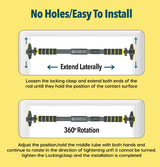 Pull Up Bar Doorway for Home Workout No Screws Chin Up Bar with Locking Mechanism Max Load 200Kg Adjustable (70 to 100 CM)